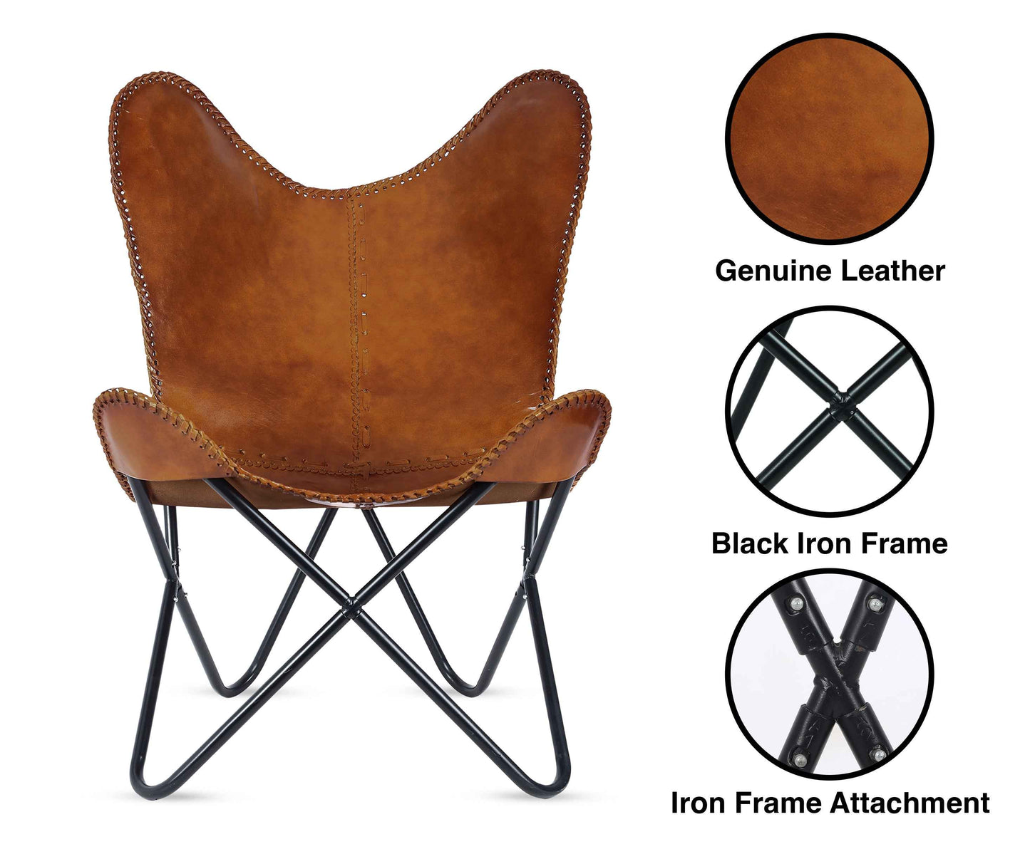 Handmade Leather Butterfly Chair – Stylish & Comfortable Seating for Any Room