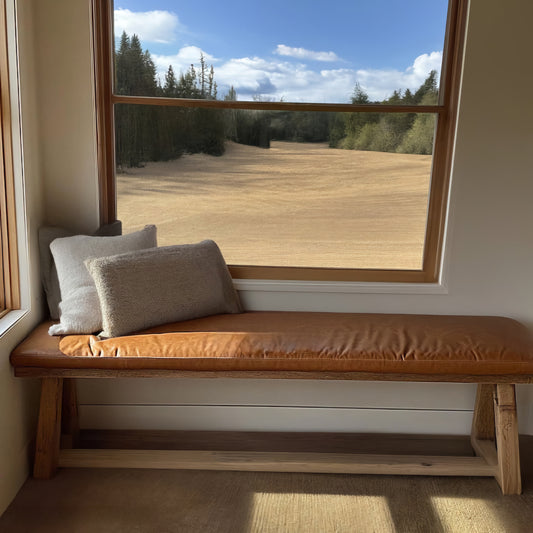 Black leather seat cushion cover with hidden YKK® zipper and optional foam insert