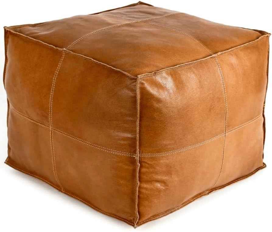Handcrafted Leather Pouf – Stylish, Durable