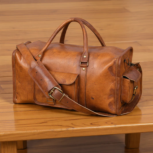 Unisex Square Leather Duffel Bag – Stylish, Durable