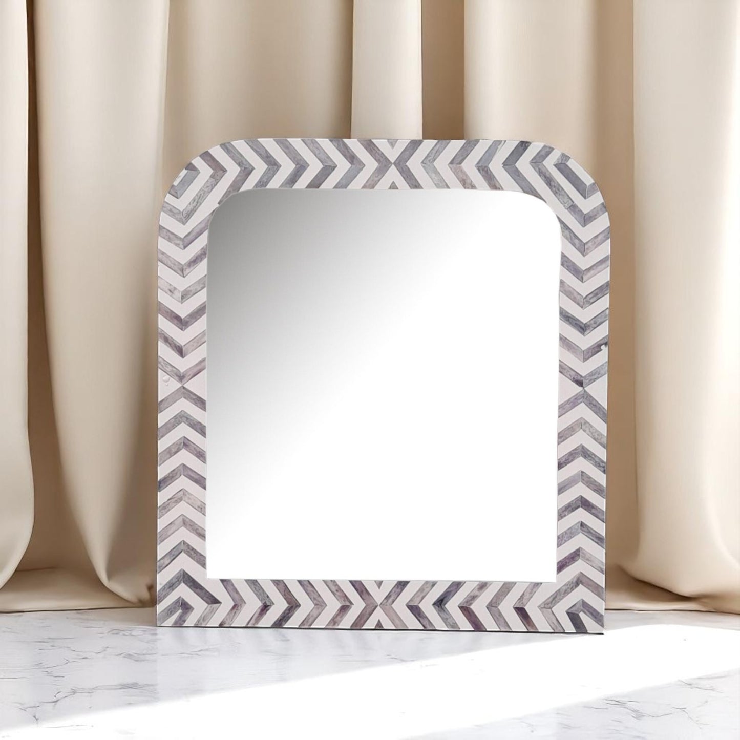 Handmade Bone Inlay Modern Mirror Frame – Decorative Wall Art by HANA EXPORTS
