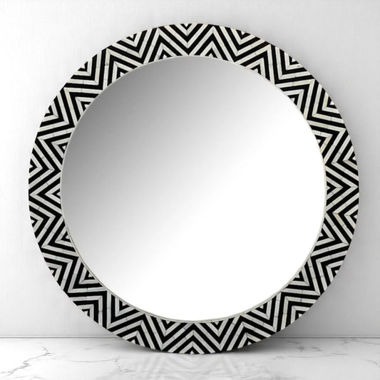 Handmade Bone Inlay Mirror Frame | Modern Pattern Wood Frame by Hana Exports