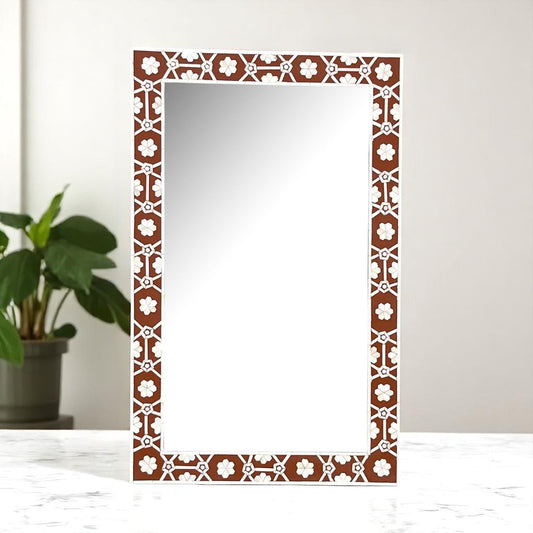 Handmade Bone Inlay Mirror Frame – Camel Bone & Resin Wall Décor by HANA EXPORTS