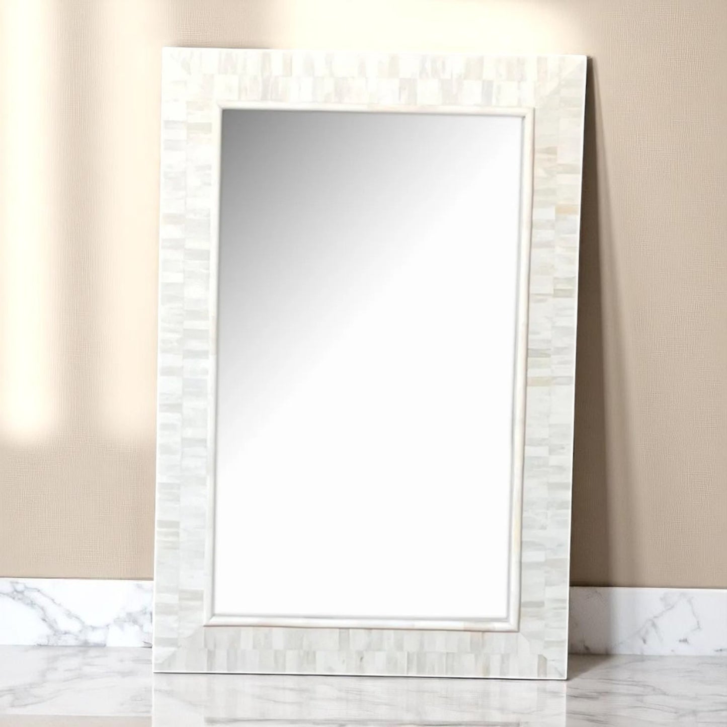 Handmade Bone Inlay Mirror Frame – Intricate Decorative Wall Accent for Home & Living Spaces