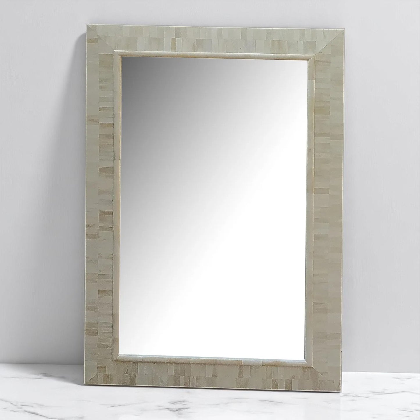 Handmade Bone Inlay Mirror Frame – Intricate Decorative Wall Accent for Home & Living Spaces