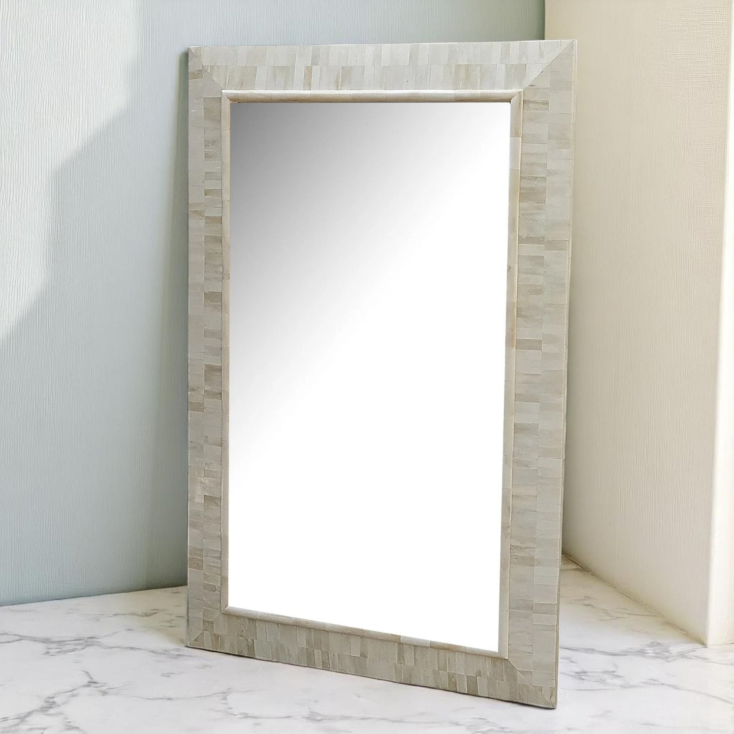Handmade Bone Inlay Mirror Frame – Intricate Decorative Wall Accent for Home & Living Spaces