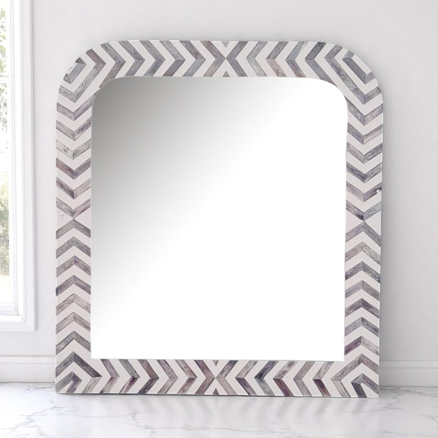 Handmade Bone Inlay Modern Mirror Frame – Decorative Wall Art by HANA EXPORTS