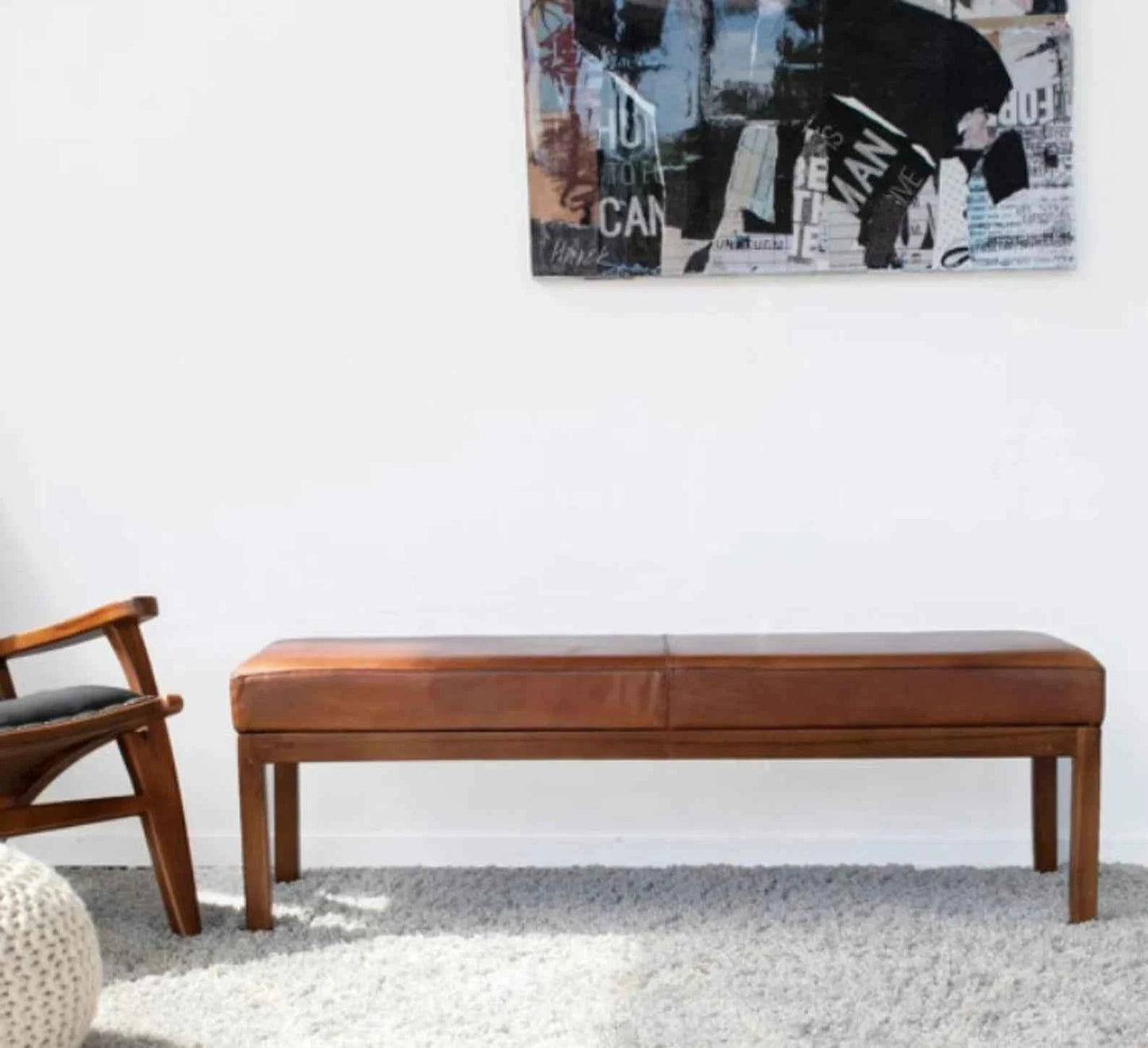 Custom Leather Entryway Bench Cushion Cover – Hana Exports