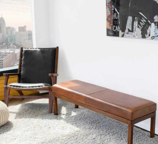 Custom Leather Entryway Bench Cushion Cover – Hana Exports