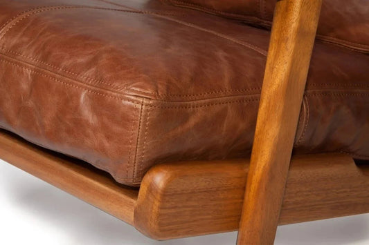 custom genuine leather replacement cushions. Ideal for benches, mid-century chairs, leather chair cushion cover, leather pouf - Hana Exports