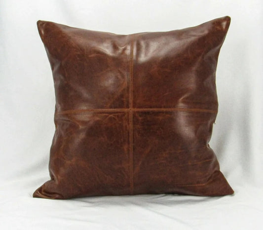 Genuine Lambskin Leather Pillow Cover - Sofa Cushion Case - Decorative Throw Covers for Living Room - Hana Exports