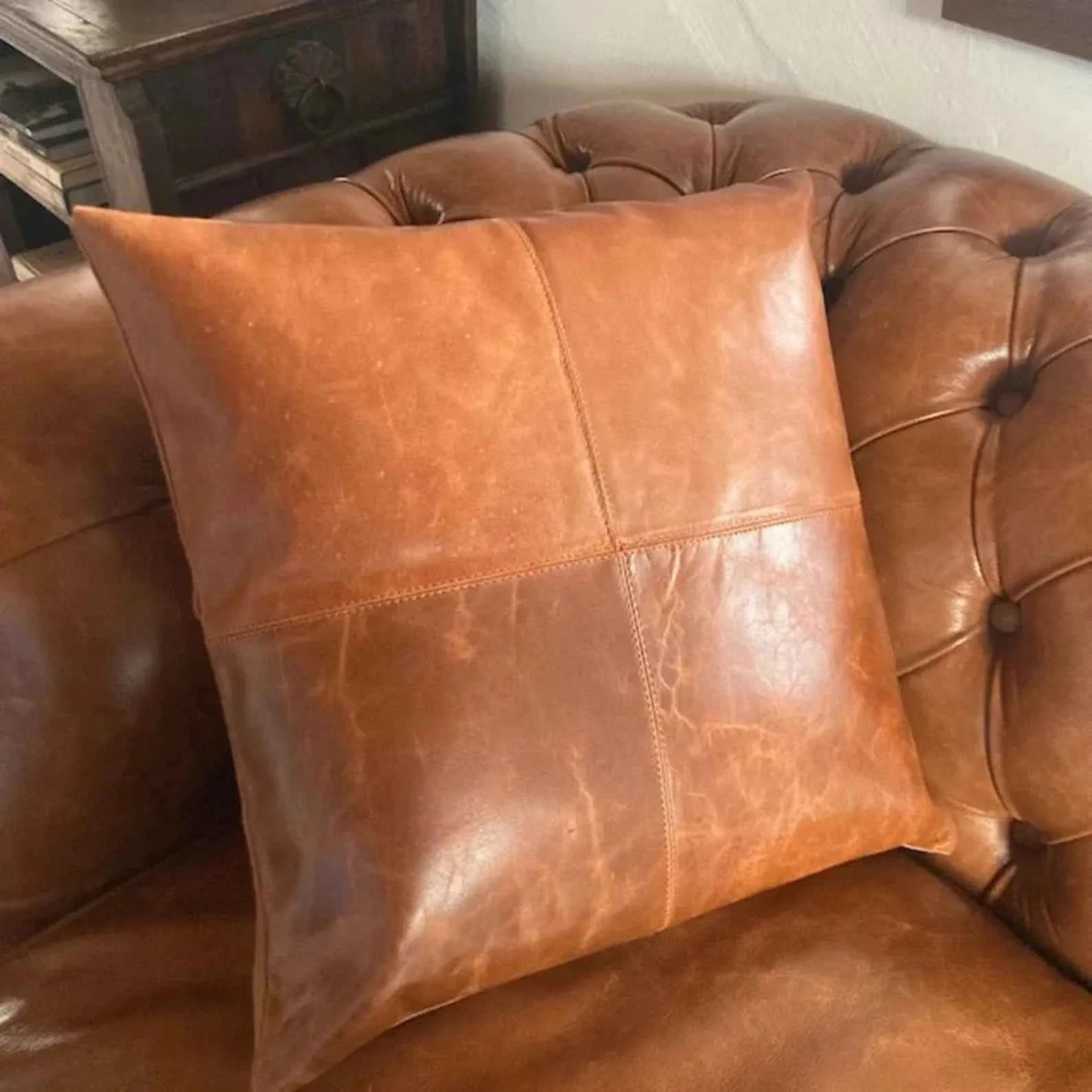 Genuine Lambskin Leather Pillow Cover - Sofa Cushion