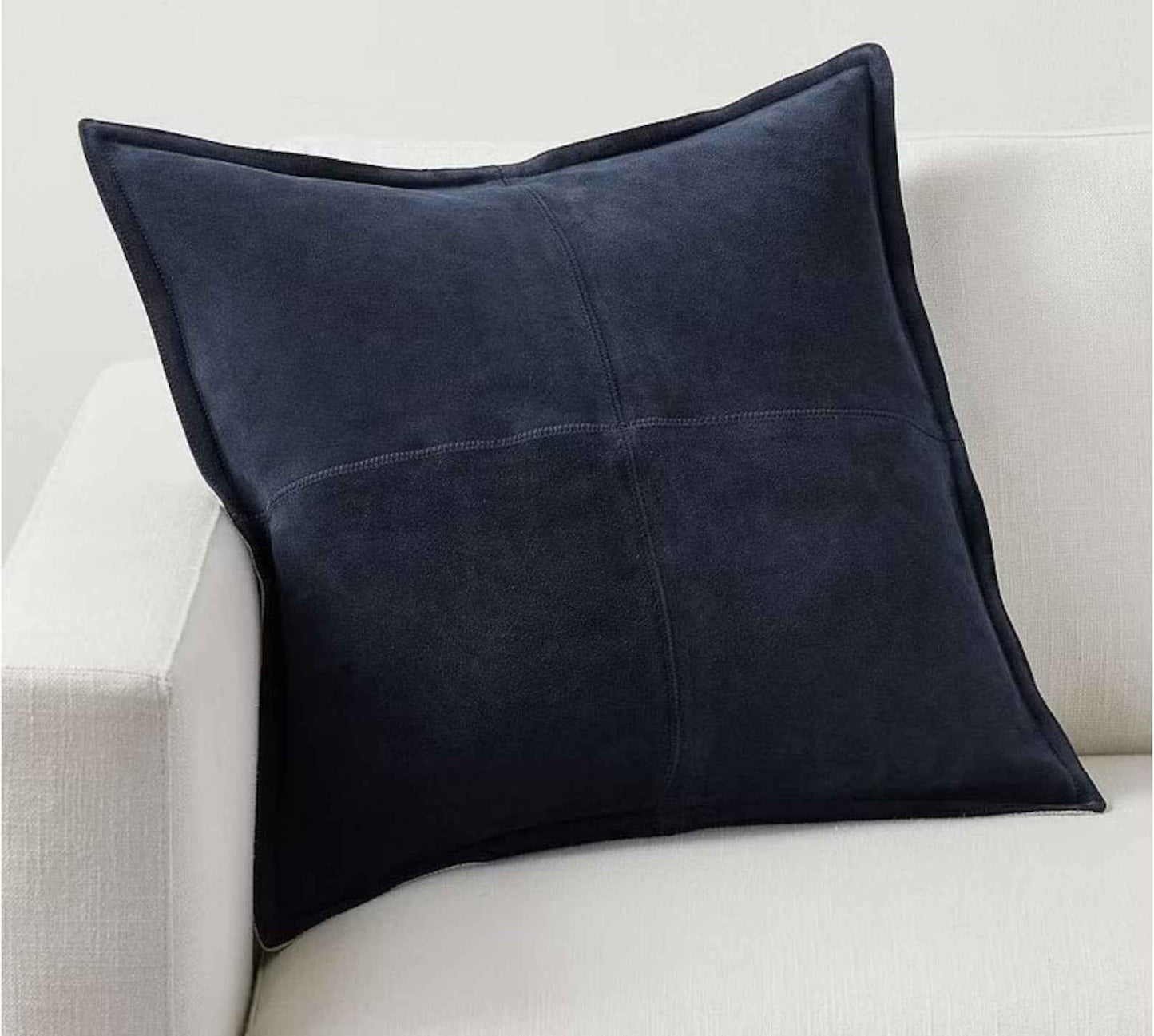 Tan Brown Suede Leather Patchwork Cushion Cover