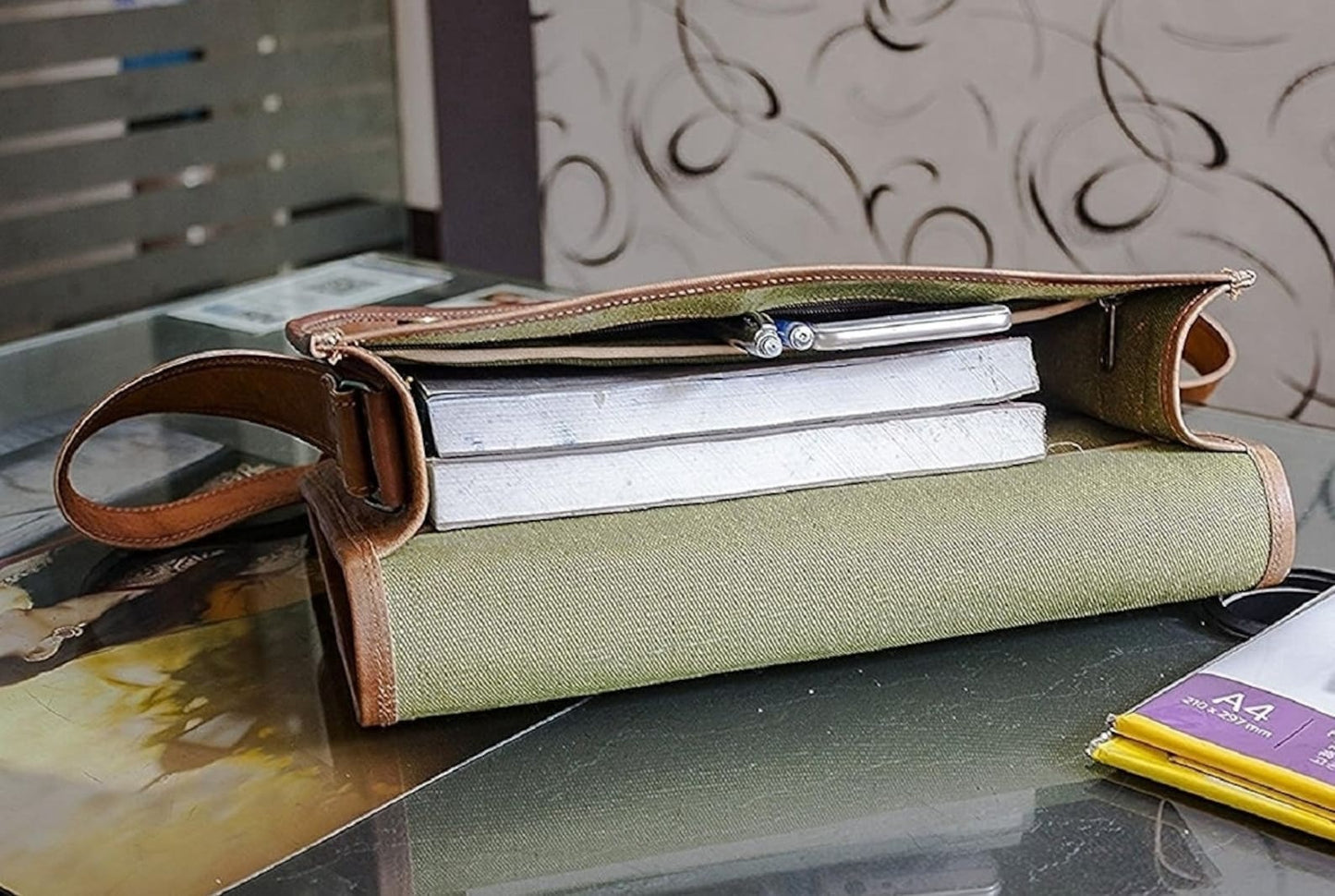 Men's Personalized Leather Laptop Messenger Briefcase - Hana Exports
