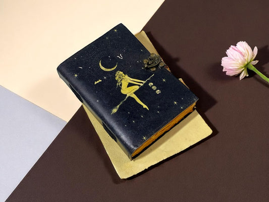 Witch Leather Journal – Handmade Vintage Spellbook with Deckle Edge Paper | HANA EXPORTS