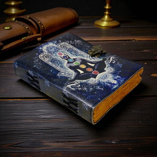 Enchantress's Grimoire Leather Journal – Halloween Witch Spell Book with Antique Deckle Pages