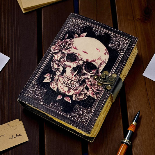 Witch Leather Journal with Antique Deckle Paper – Handmade Spell Book for Wiccan & Pagan Use