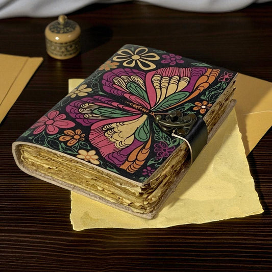 Witch Leather Journal – Handmade Spell Book with Deckle Edge Paper & Metal Clasp