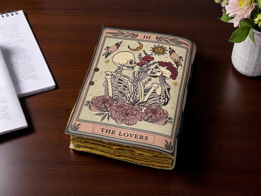 The Lovers Book of Shadows – Handmade Leather Grimoire Journal with Vintage Deckle Edge Paper