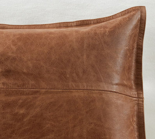 Custom Genuine Lambskin Leather Pillow Cover - Antique Brown - Sofa & Bed Décor - Cushion Case - Hana Exports