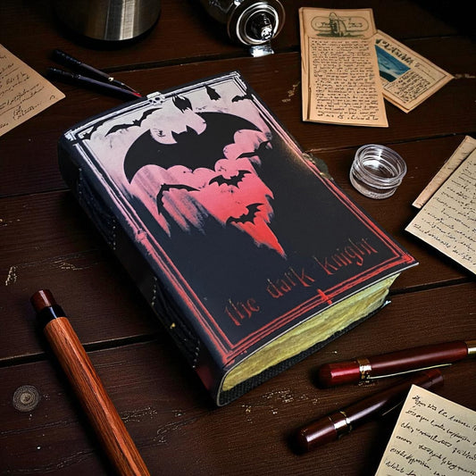 Sun & Moon Leather Journal – Handmade Book of Shadows with Deckle Paper & Brass Lock