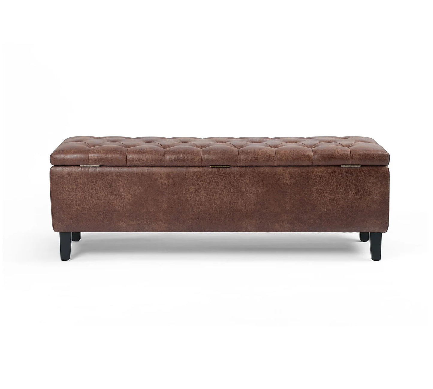 Brown leather bench cushion cover by Hana Exports