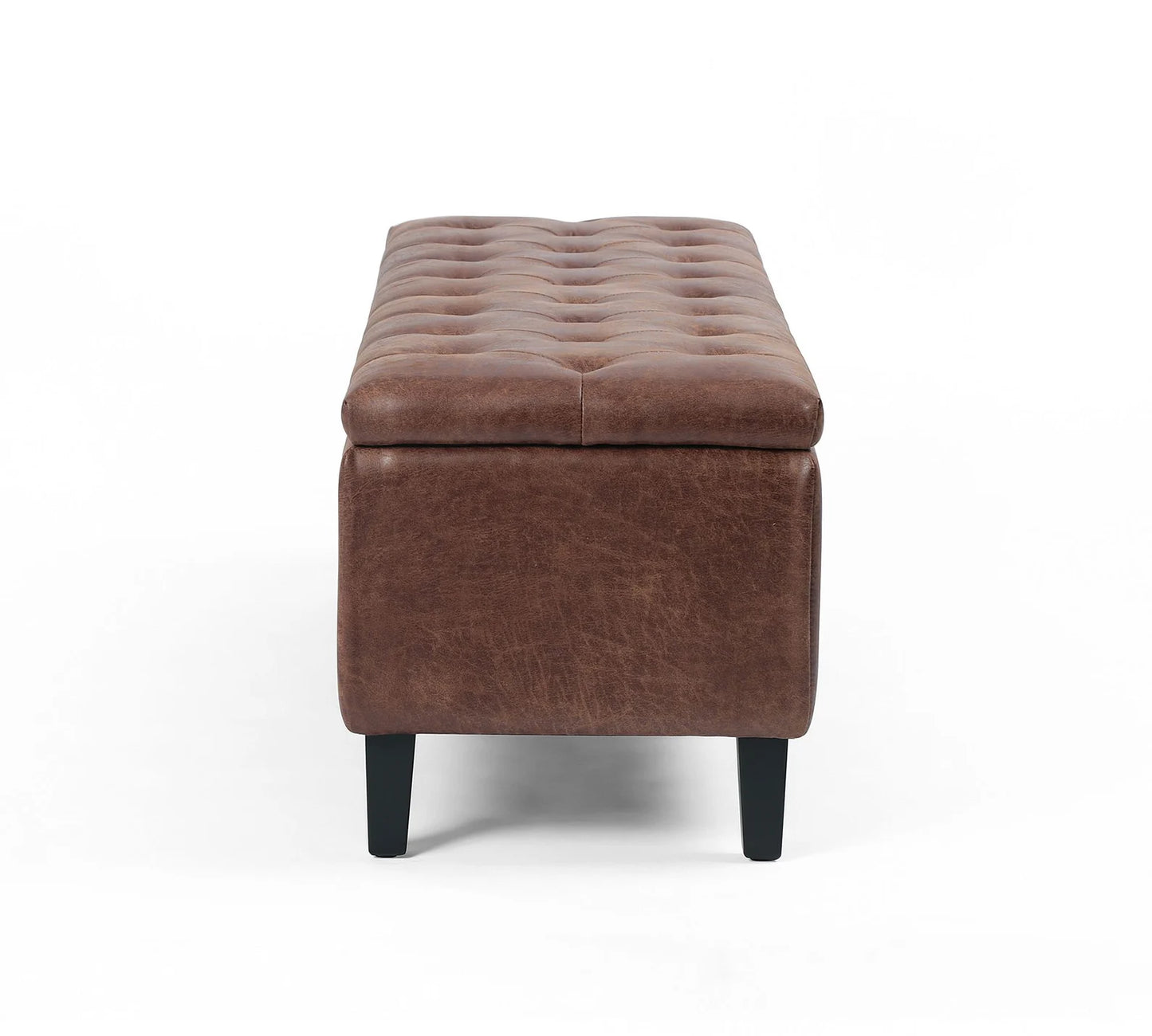 Brown leather bench cushion cover by Hana Exports