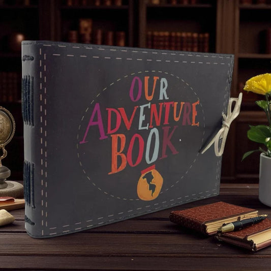 Our Adventure Book Leather Scrapbook Photo Album – Handmade Memory Book by Hana Exports