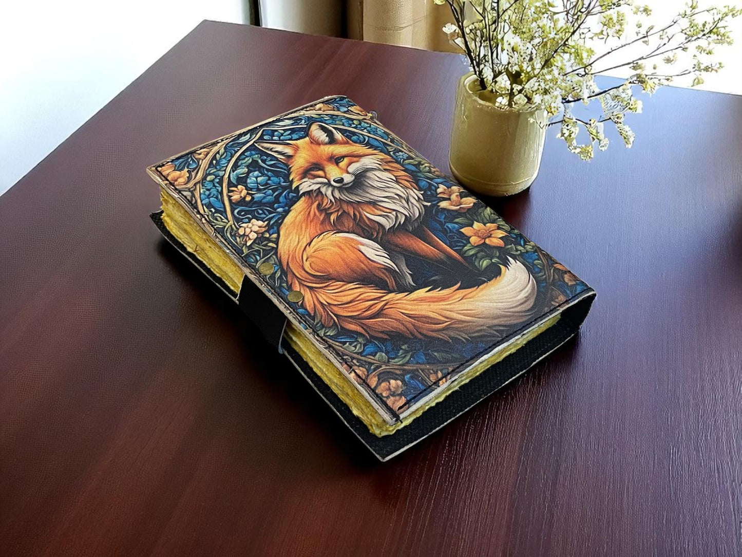 Wolf Grimoire Leather Journal – Handmade Celtic Notebook with Vintage Deckle Edge Pages