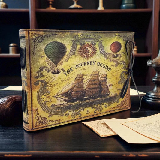 Personalized Leather Adventure Scrapbook Photo Album – Wedding & Travel Memory Book