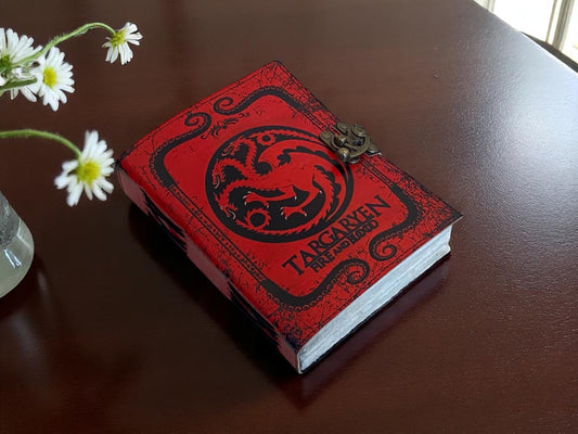 House of the Dragon Leather Journal – Vintage Grimoire DnD Spell Book with Deckle Paper & Lock