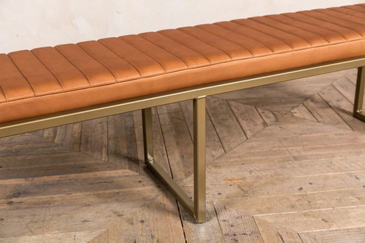 Slim Brown leather dining bench cushion cover