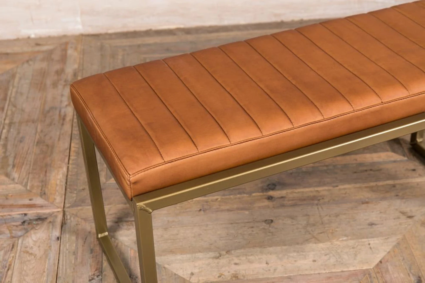 Slim Brown leather dining bench cushion cover