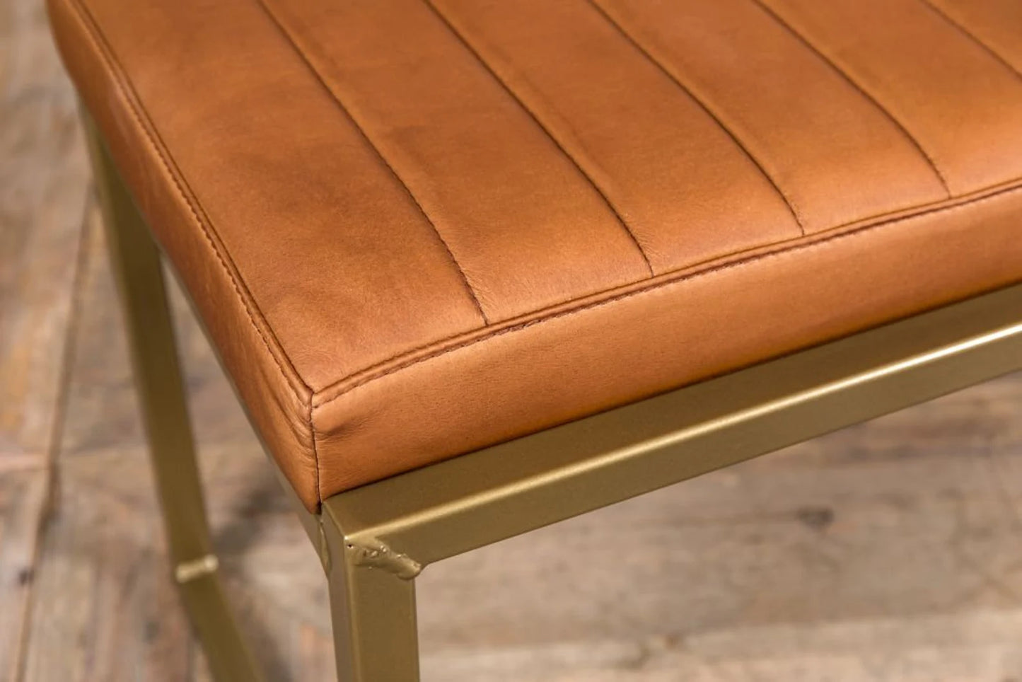 Slim Brown leather dining bench cushion cover
