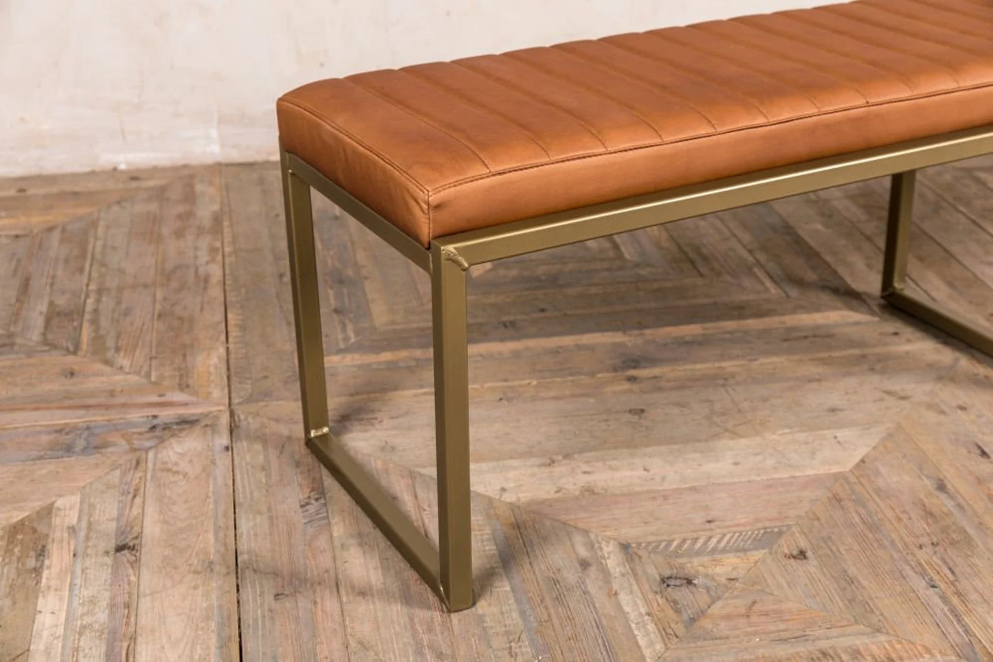 Slim Brown leather dining bench cushion cover