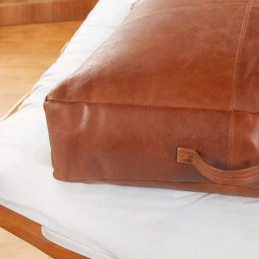 Customized Genuine Leather Seat Cushion Cover, Personalized Dog Accessories , Meditation cushion, Floor Cushion Cover, Leather Pet Floor - Hana Exports