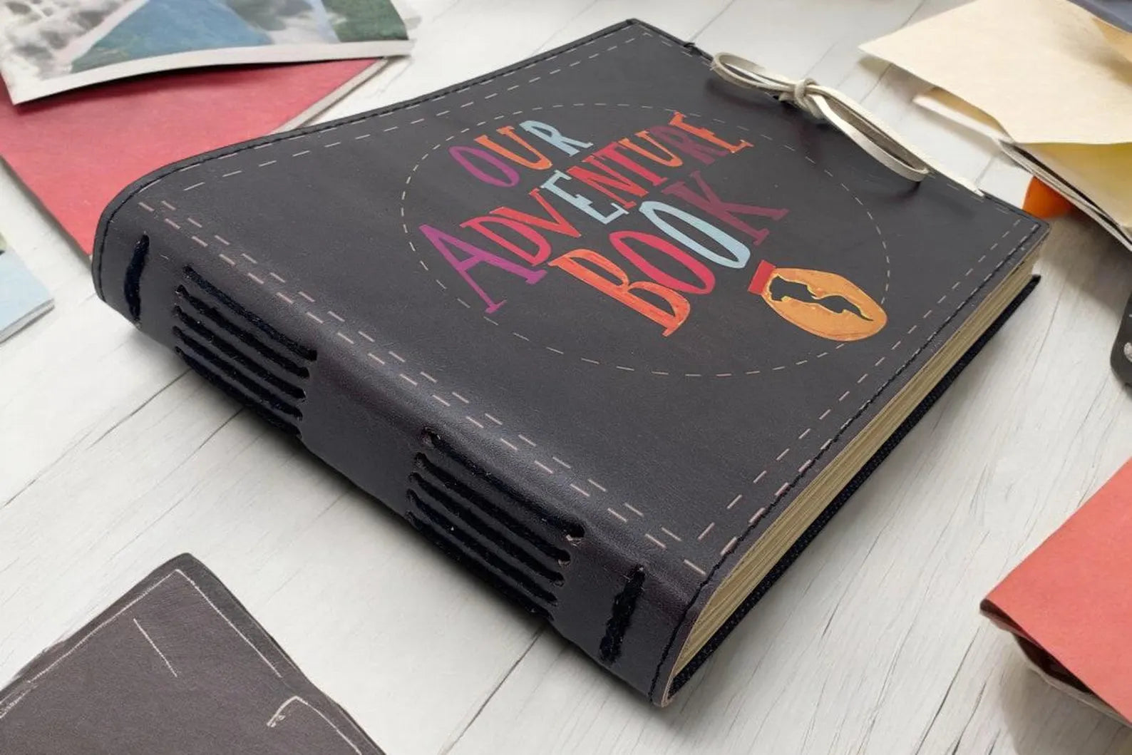 Our Adventure Book Personalized Scrapbook ,Custom Photo Album ,Leather Scrapbook , Adventure Book, Gift for Him and Her, Anniversary Gift - Hana Exports