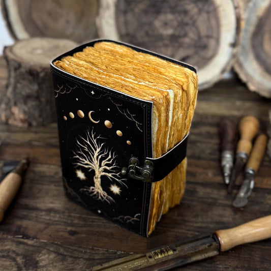 Large tree of life leather journal, Grimoire journal, Blank spell book of shadows, tarot journal, Celestial Gifts For Him Her - Hana Exports