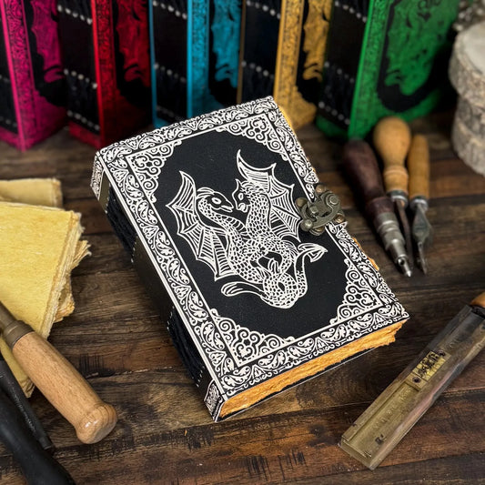 Handmade Leather Dragon Journal / Writing Notebook Diary/Bound Daily Notepad for Men & Women Unlined Paper - Hana Exports