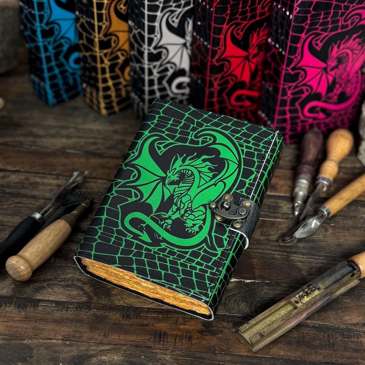 Dragon Book of Spells Leather Journal Notebook DND Journal Rustic Paper Grimoire Gothic Journal Diary - Hana Exports