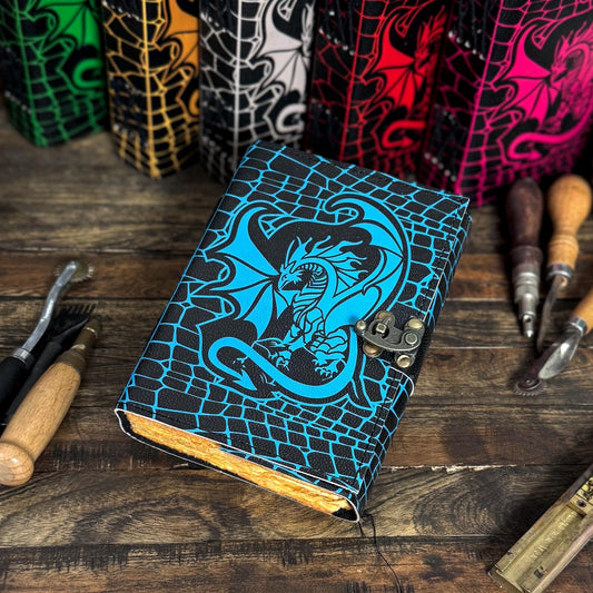 Dragon Book of Spells Leather Journal Notebook DND Journal Rustic Paper Grimoire Gothic Journal Diary - Hana Exports