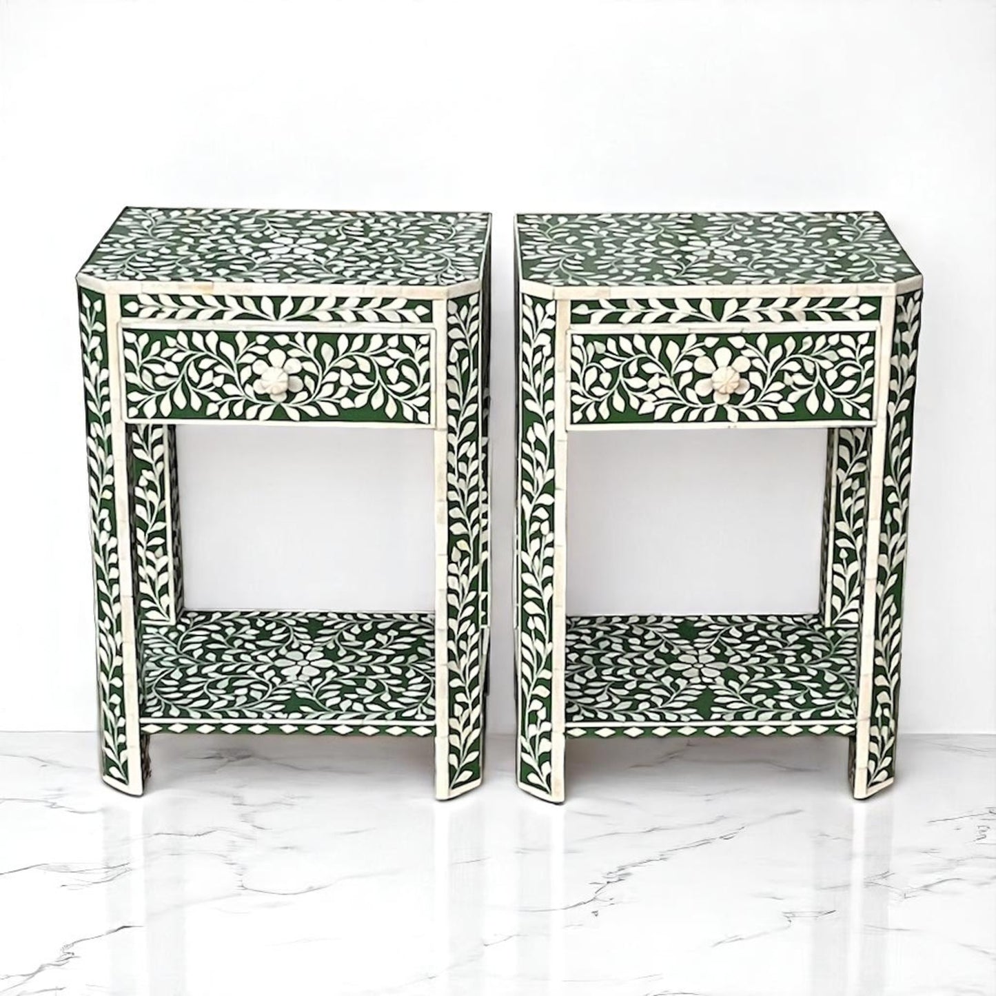 Handmade Bone Inlay Modern Bedside Table – Elegant Nightstand by HANA EXPORTS