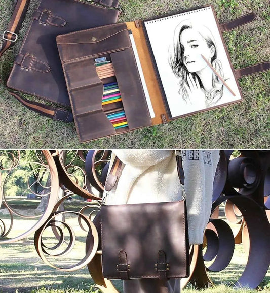 Leather Sketchbook Cover, Handmade Artist Sketch Pad Cover for 9"x12" Top Bound Sketchbook, Leather Drawing sketchbook Cover