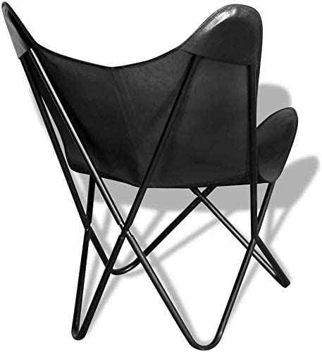 Leather Butterfly Chair Black Living Room Chair Accent Chairs armless Chair Leather Chair with Black Metal Base (Iron Frame with Black Cover)