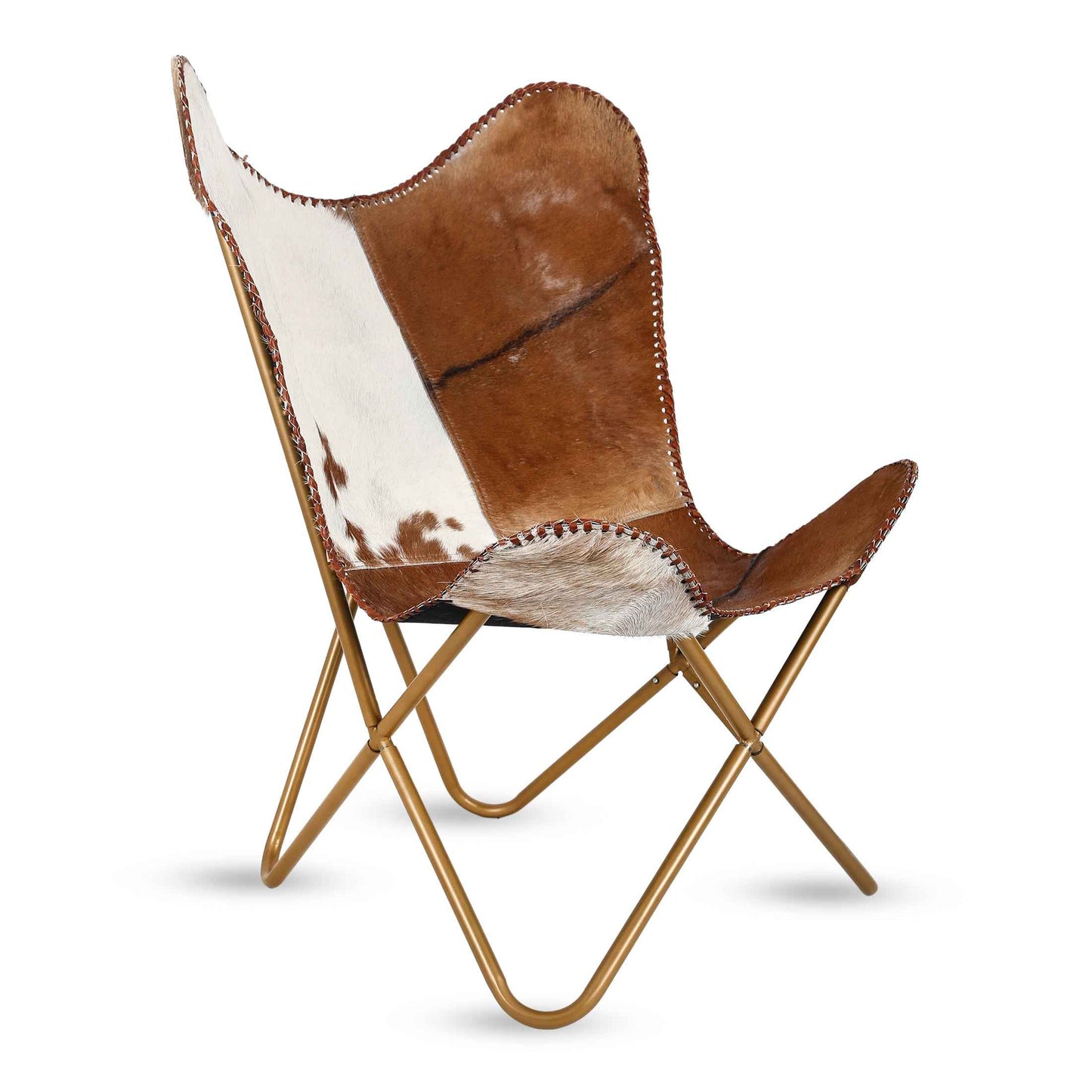 COWHIDE BUTTERFLY CHAIR - Handmade Leather Recliner | With Black Foldable Frame | Housewarming Gifts | Brown Replacement Covers