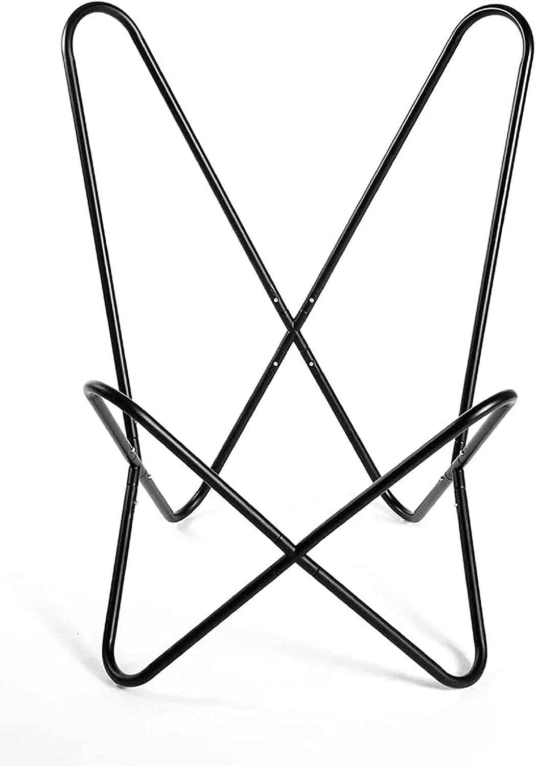 Handmade Leather Living Room Butterfly Chair Tan Side Hand Stitch Leather Butterfly Chair for Relaxing with Powder Coated Folding Iron Frame Vintage Arm Chair Home Décor (Hairon White & Brown)
