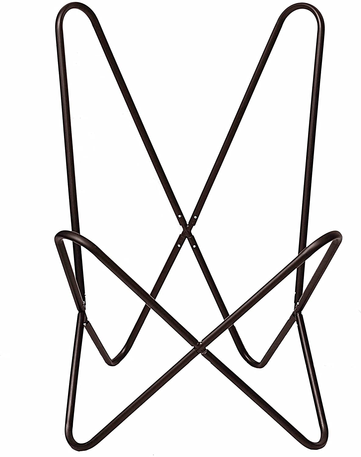 Classy Handmade Dark Brown Leather Butterfly Chair Living Room- Side Hand Stich Leather Chair-Handmade with Powder Coated Folding Black Iron Frame (Cover with Folding Frame) - Hana Exports