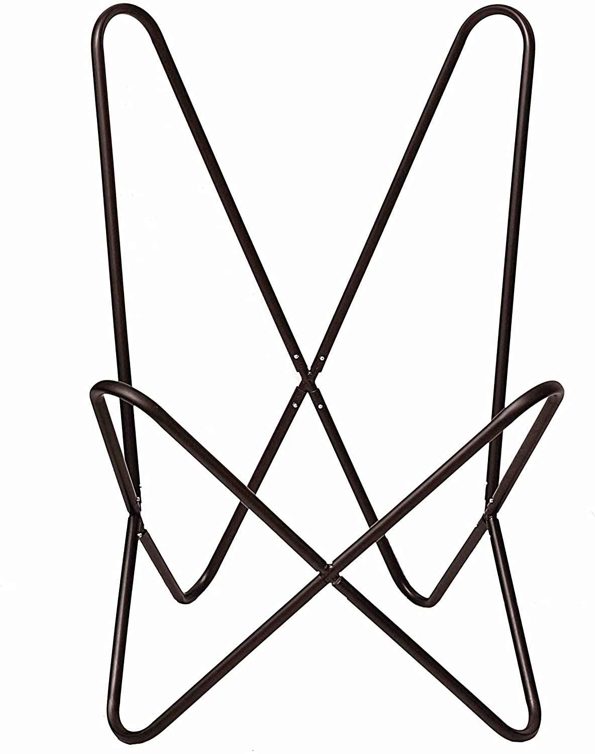 Classy Handmade Dark Brown Leather Butterfly Chair Living Room- Side Hand Stich Leather Chair-Handmade with Powder Coated Folding Black Iron Frame (Cover with Folding Frame)
