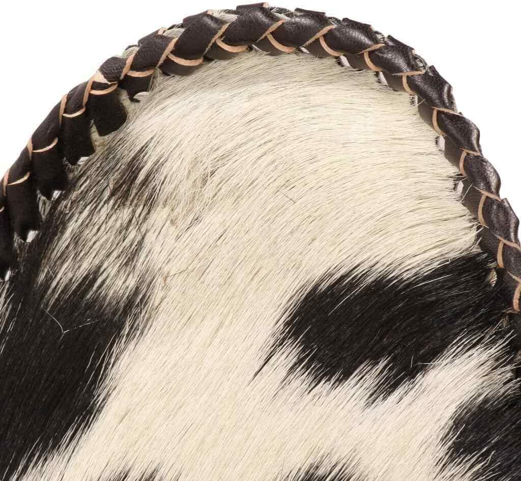 Home Decor Genuine Goat Leather Butterfly Arm Chair with Black/Brown White Hair on Cover (Black and White with Black Frame) - Hana Exports