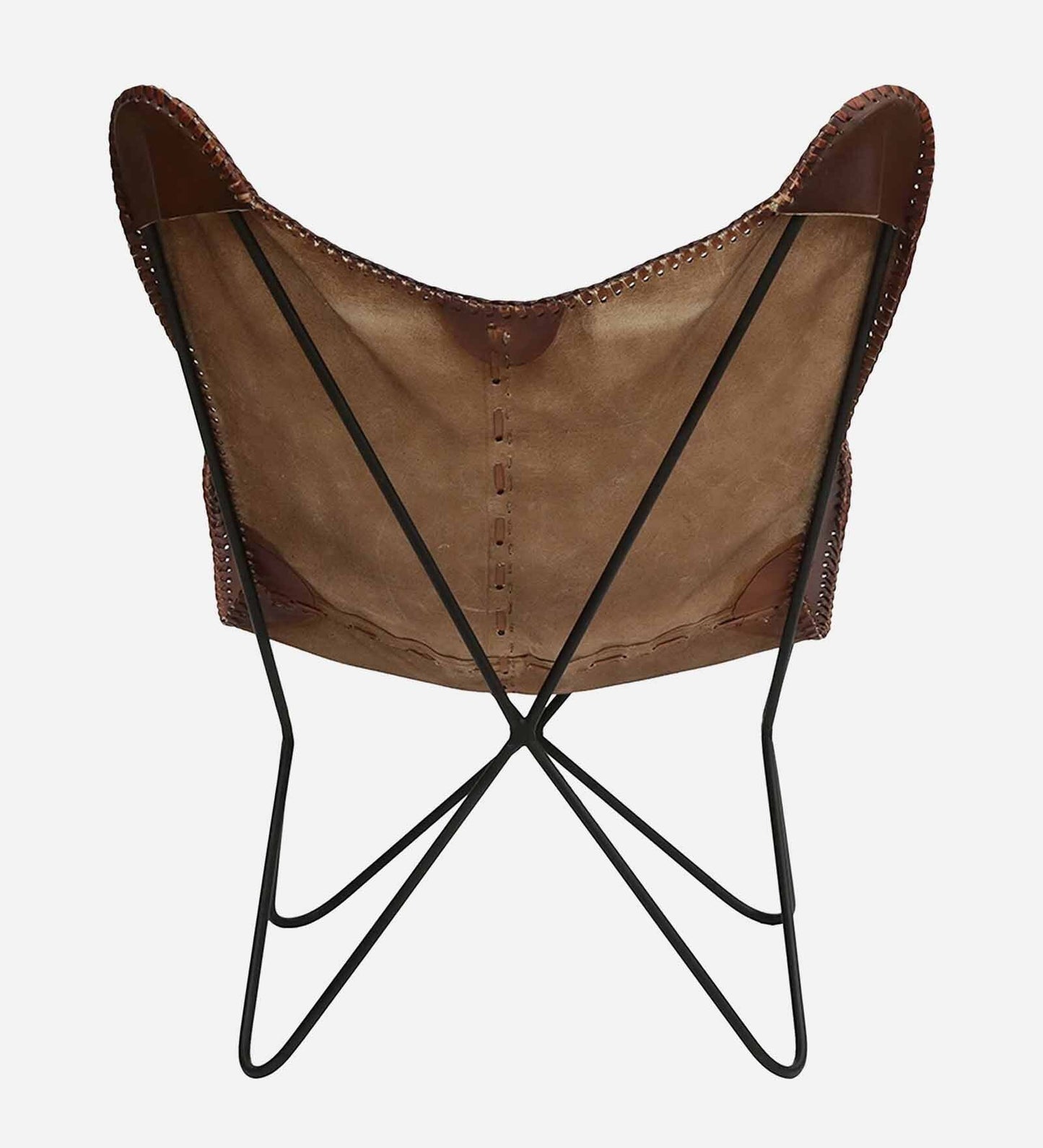 living room leather butterfly chair Leather Full Back Lounge Chair In Natural Finish - Hana Exports
